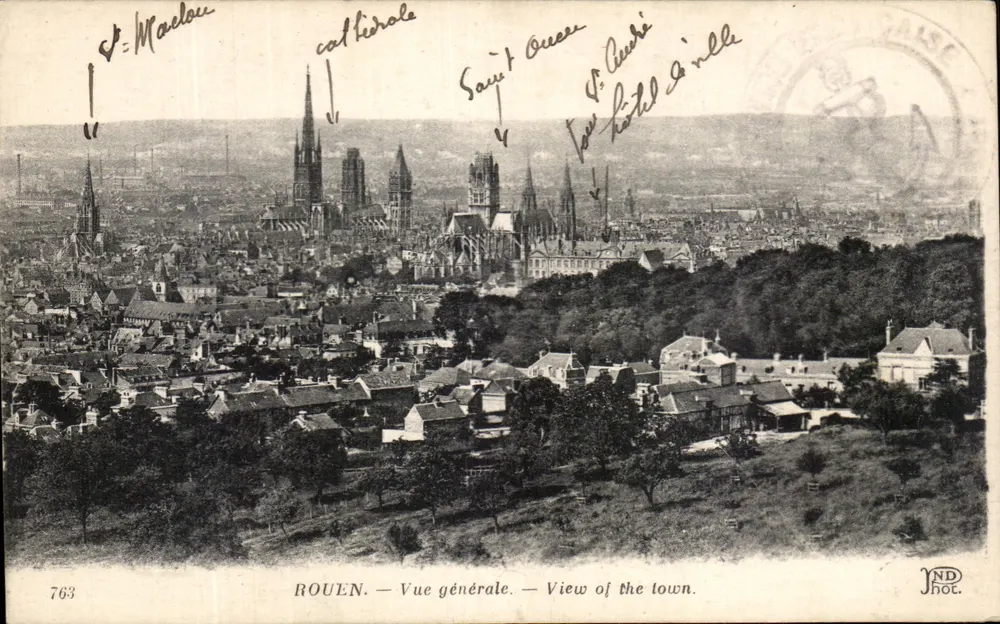 Rouen — Vista geral — View of the town. — JND. Phot. 763 - Frente