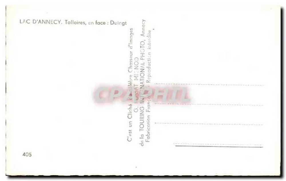 See Annecy — Talloires, gegenüber: Duingt — G. NOD — 405 - Rückseite