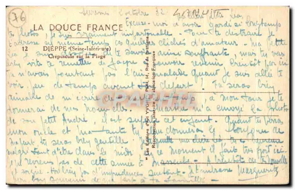 Dieppe (Seine-Inférieure) — Crepúsculo na Praia — JUON - Verso