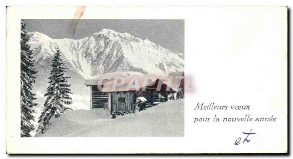 Chalet enneigé — montagnes en arrière-plan — éditeur non visible - Vorderseite