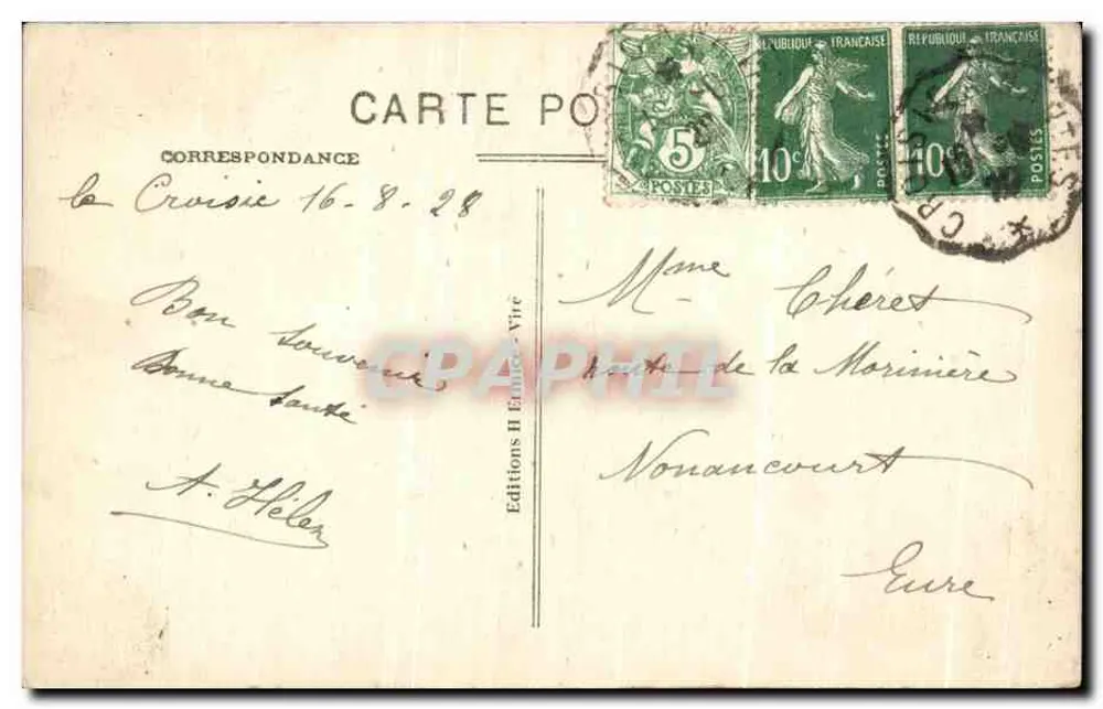 Vire — Partie supérieure du Vieux Beffroi (XIIIe s.) — Éditions H. Édouard Vire - Rückseite