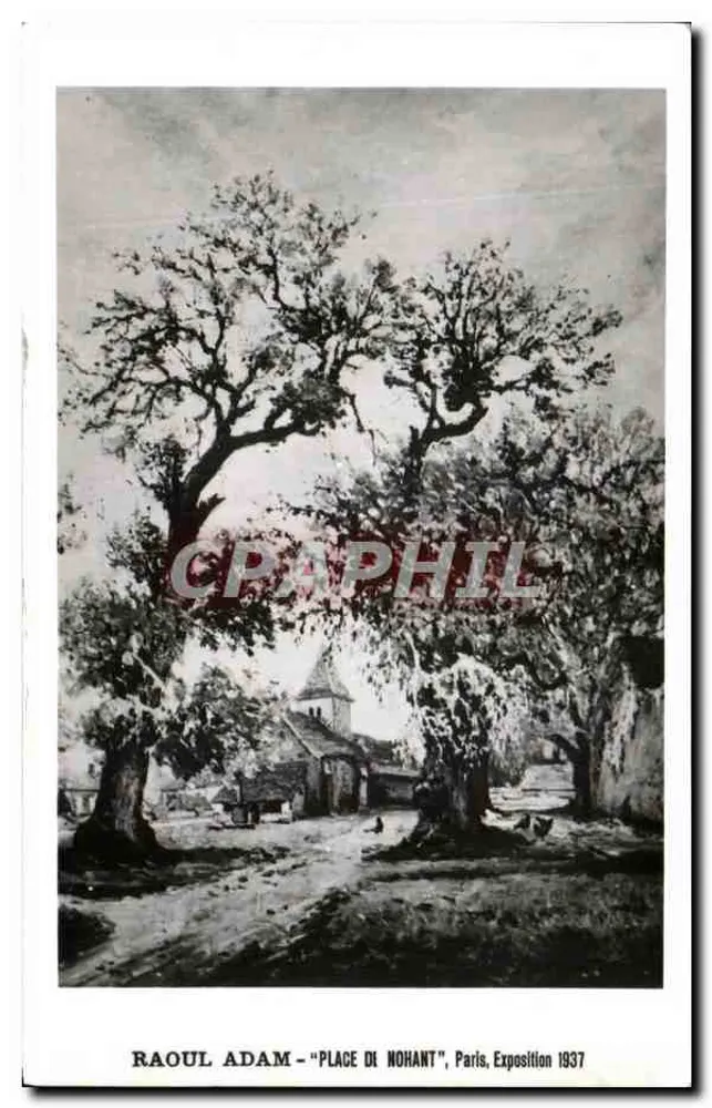 Place de Nohant — Peinture de Raoul Adam — Exposition 1937, Paris - Recto