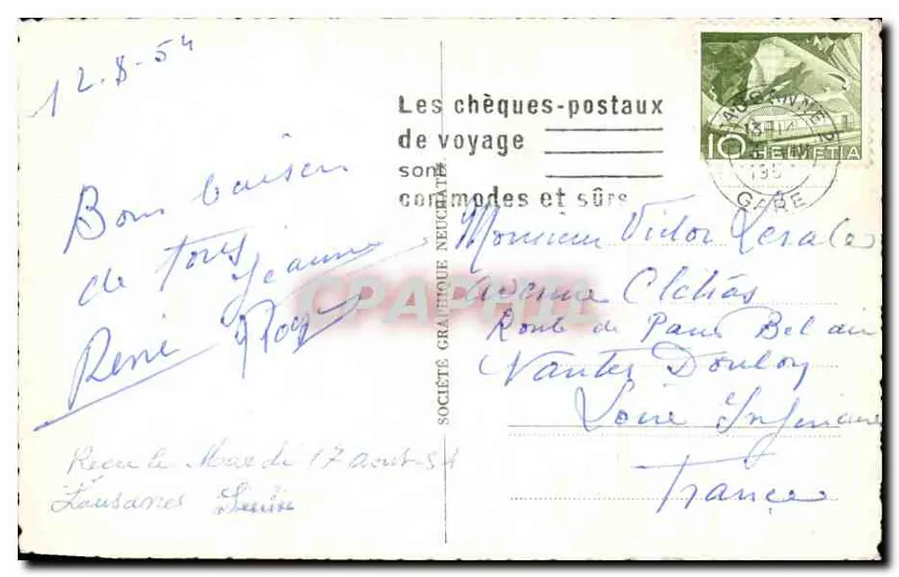 Lausanne-Ouchy — O porto — Sociedade Gráfica Neuchâtel n°614 - Verso