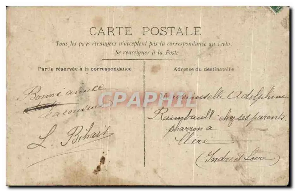 Couple sur balançoire — scène de vœux avec bouquet — éditeur CIRCE, n° 4176 - Verso