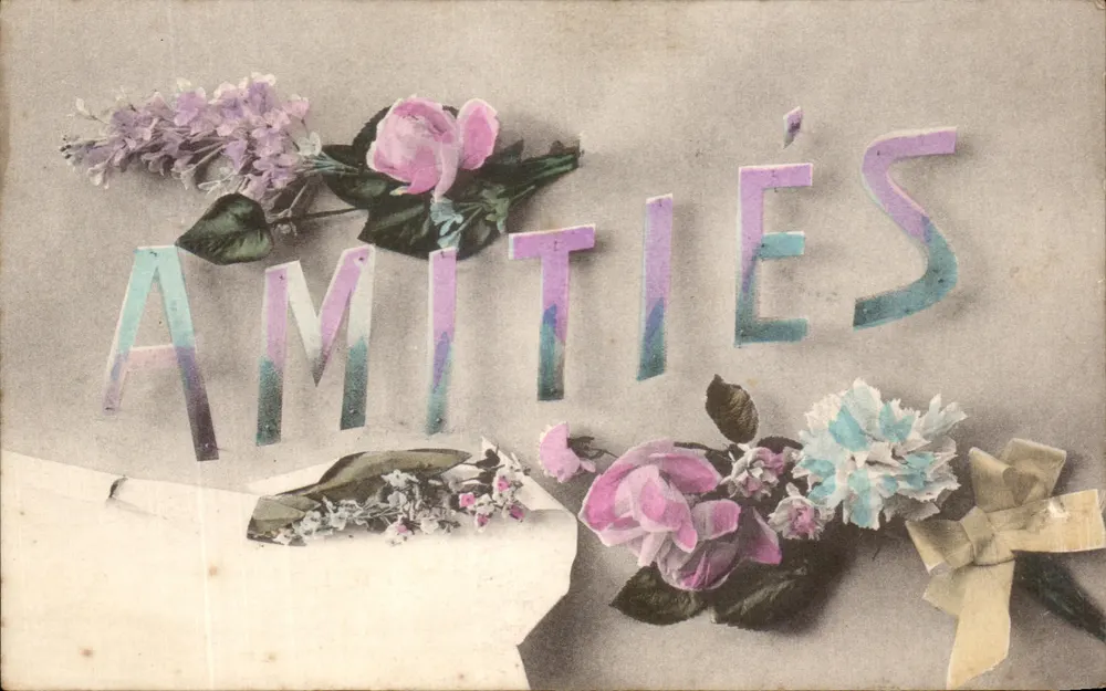 Flores e letras — Amizades — Em. Brocherioux, Imp.-Edit., Paris - Série 10 - Frente