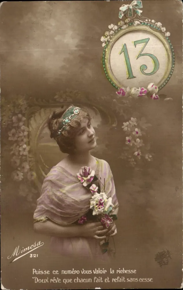 Frau mit Rosen — Nummer 13 — Mimosas 321 - Vorderseite