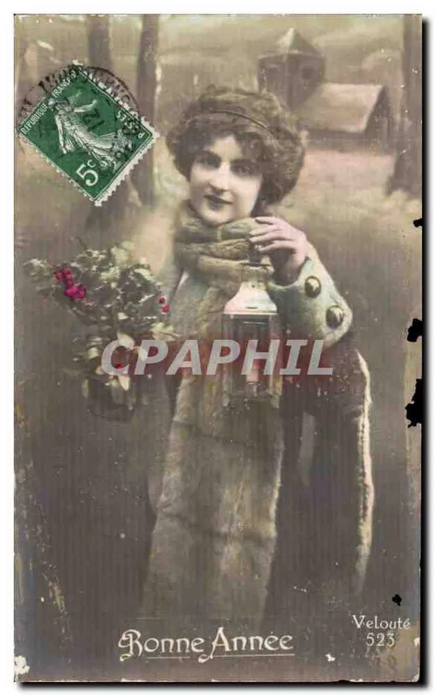 Frau in Pelzjacke mit Laterne — Velouté 523 — Velouté - Vorderseite