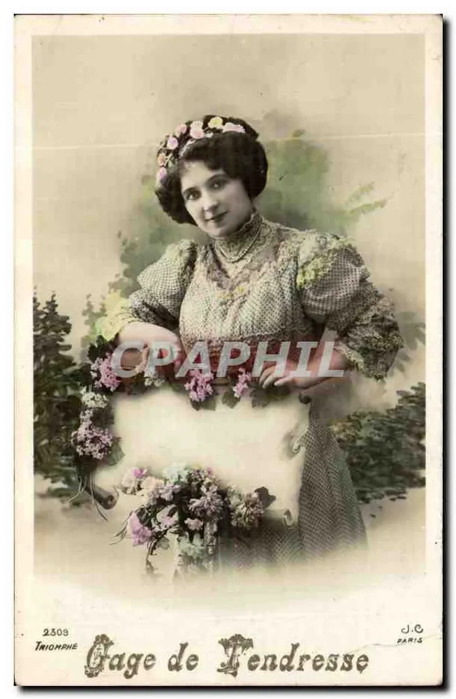 Femme en robe fleurie — Gage de tendresse — J.C. PARIS, n° 2309 - Vorderseite
