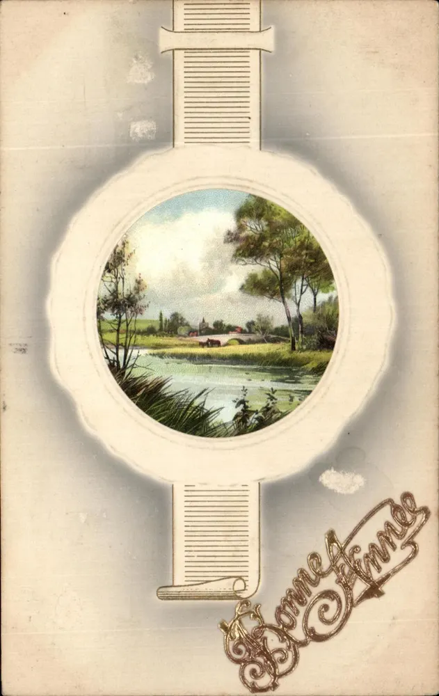 Paysage rural — vue d'un pont et d'une rivière — éditeur Meissner & Buchkamp, série 1890 - Vorderseite