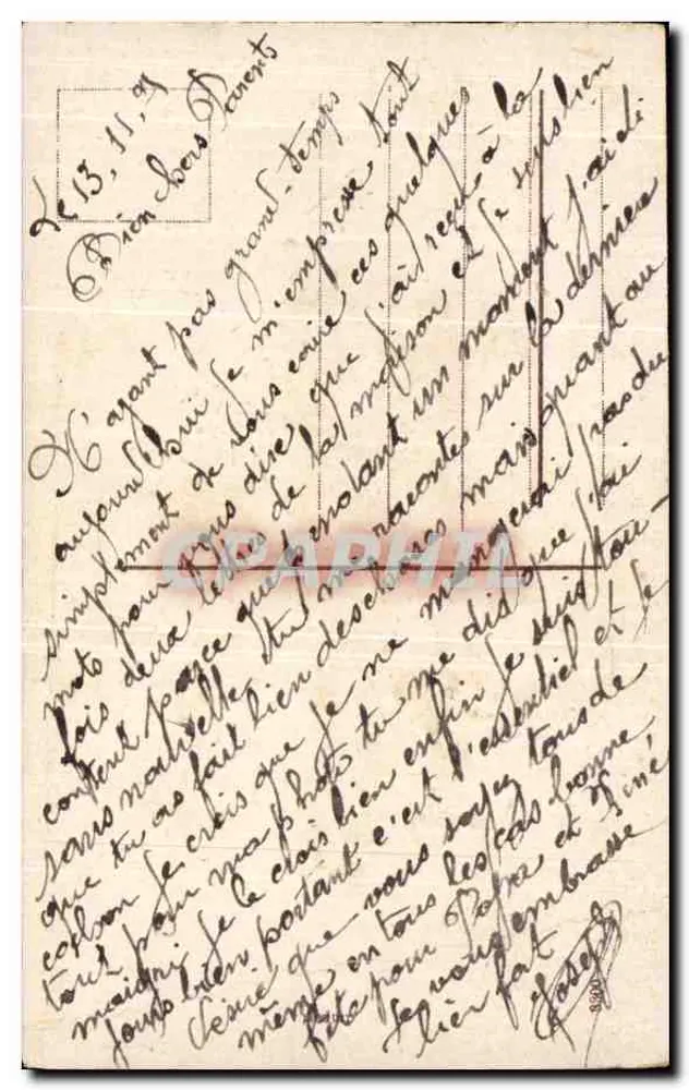 Deux colombes — cœur de fleurs d'oublie et ruban doré — éditeur non visible - Rückseite