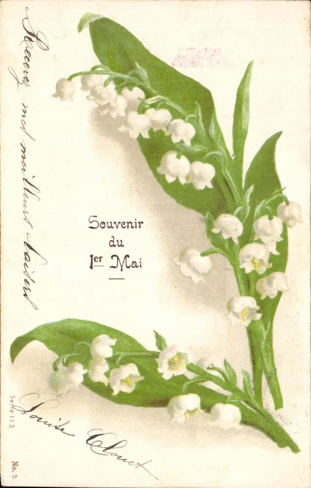 Lilie der Wiese — Erinnerung an den 1. Mai — Louis Clouet, Serie 113, Nr. 5 - Vorderseite
