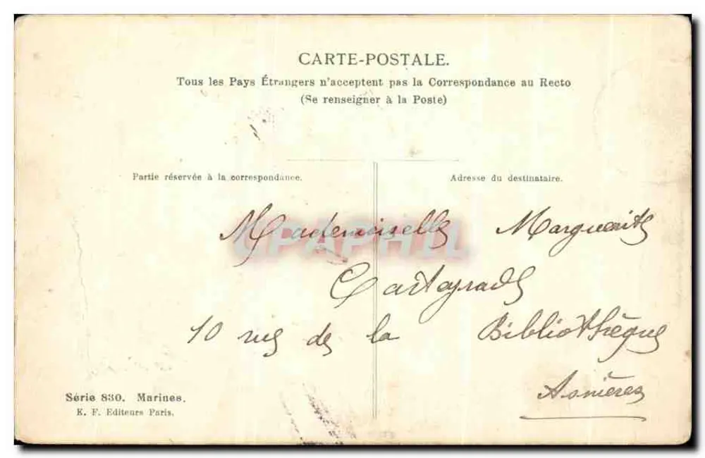 Pescadores e passeantes em um cais de mar — Editor E. F. Paris, série 830 - Verso