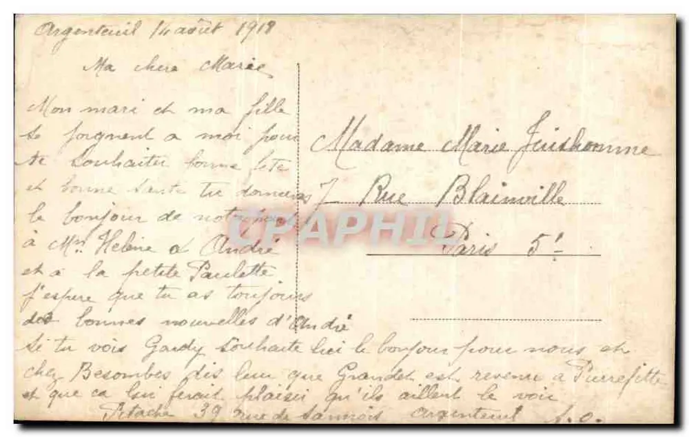 Frau im rosa Kleid — Ufer eines Flusses — Irina, n° 3288/3 - Rückseite