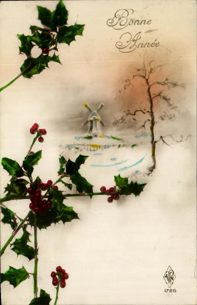 Winterlandschaft mit Mühle — Frohe Weihnachten — Verlag APN n°1726 - Vorderseite