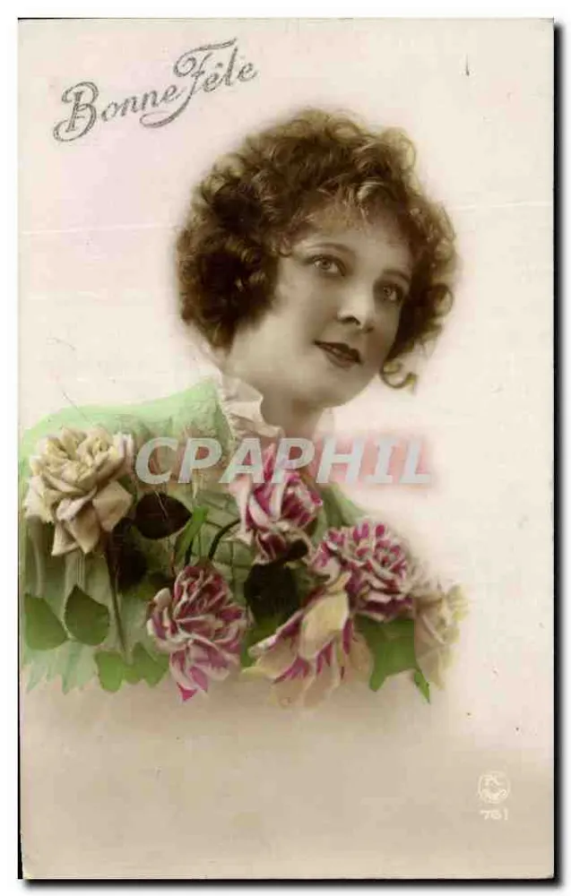 Junge Frau mit lockigem Haar — Rosen — Nr. 781 - Vorderseite