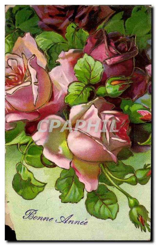 Bouquet de roses — carte de vœux - Frente