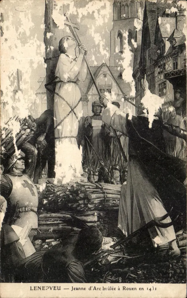 Jeanne d'Arc verbrand in Rouen in 1431 — Lenepeuve — Editie Marcel Baitre, Rouen - Voorkant