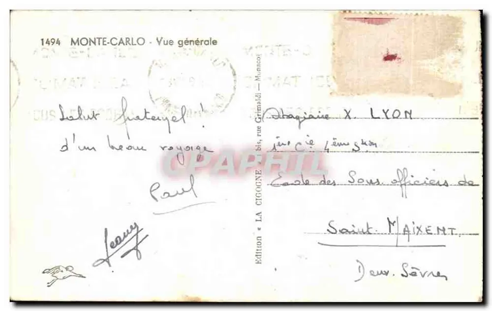 Monte-Carlo — Vista geral — Edição « A Cegonha » - Verso