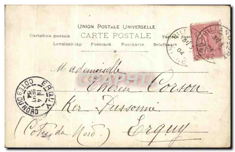 Winter — winterliche Szene mit Vogel — Verlag Raoulinger, Paris - Rückseite