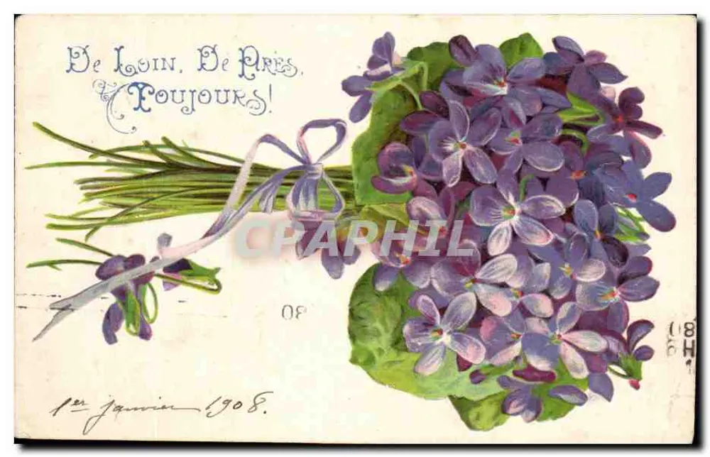 Bouquet de violettes — illustration — éditeur H. G. (n° 80) - Awers