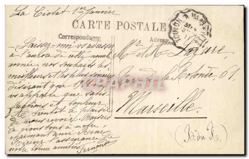 Lady in eleganter Kleidung — Frohe Neujahr — veröffentlicht von ARS Paris 1903 - Rückseite