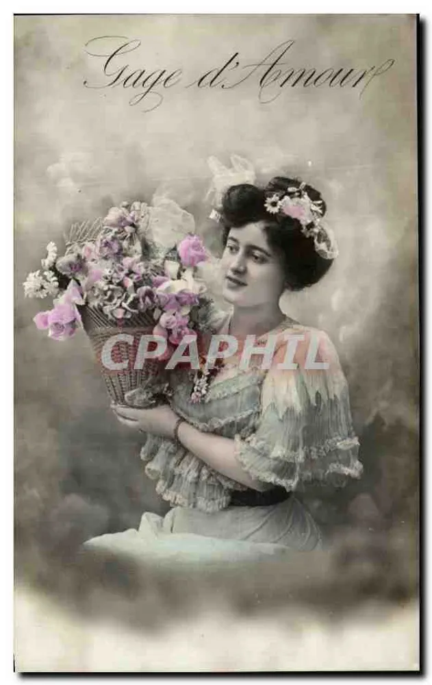 Frau mit einem Blumenkorb — Gage d'Amour - Vorderseite