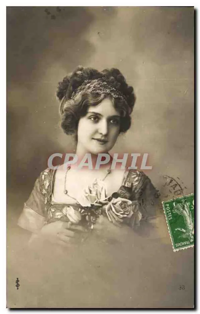 Junge Frau in Blumenkleid — Portrait — Verleger unbekannt, Nr. 38 - Vorderseite