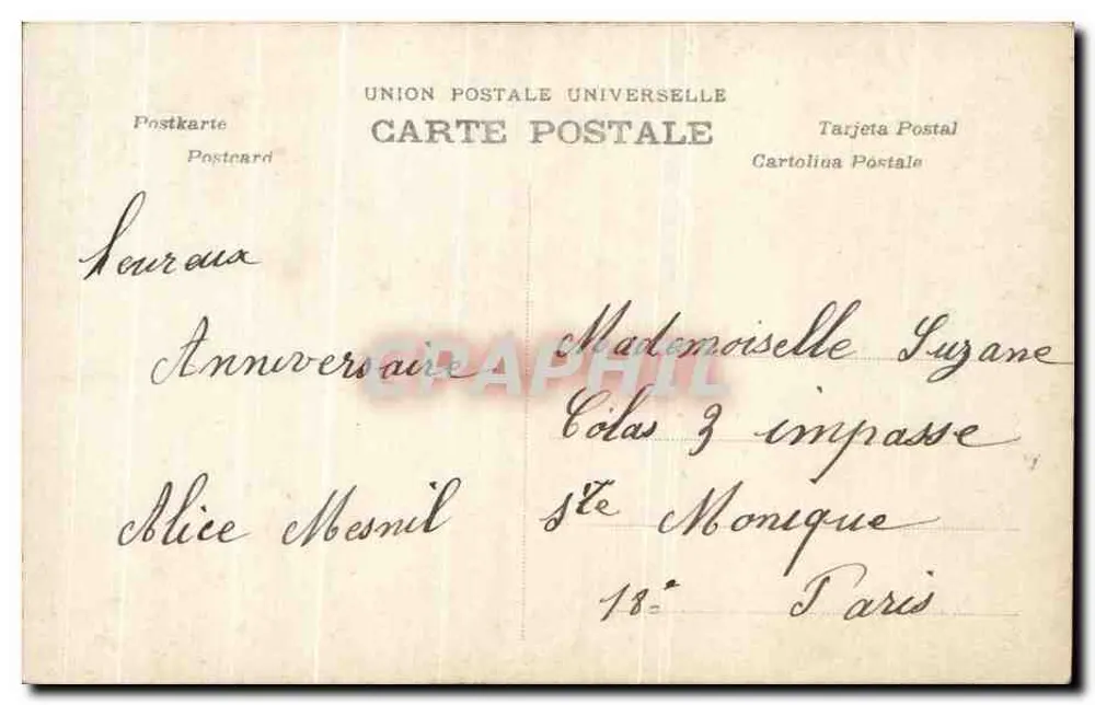Frau in Hut mit Feder — Geburtstag — Paris - Rückseite