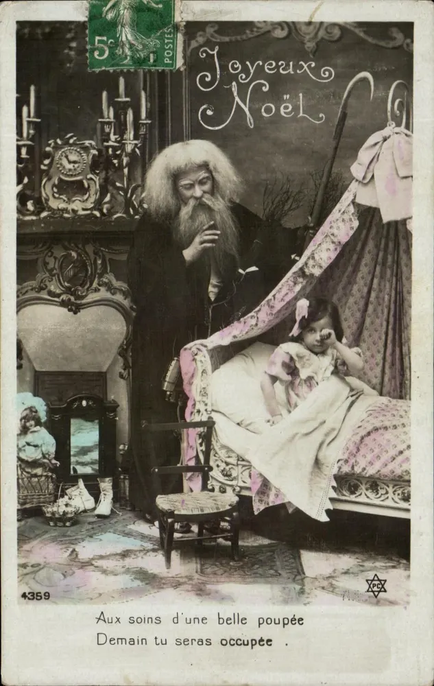 Papá Noel y niño — escena de Navidad — editor XPC n°4359 - Anverso