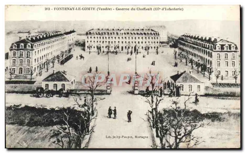 Fontenay-le-Comte (Vendée) — Kasernen von Chaffault (137. Infanterie) — Lib. Je-hy-Poupin, Mortagne - Vorderseite