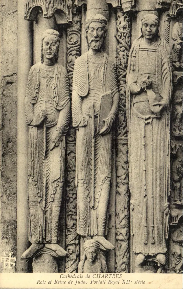 Kathedrale von CHARTRES — Könige und Königin von Juda. Königlicher Portal 12. Jahrhundert — G. Houël - Vorderseite