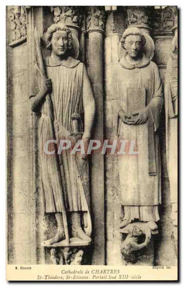 St-Théodore, St-Etienne — Kathedrale von Chartres, Südtor — E. Houvet, Innenaufnahme 13. Jahrhundert - Vorderseite