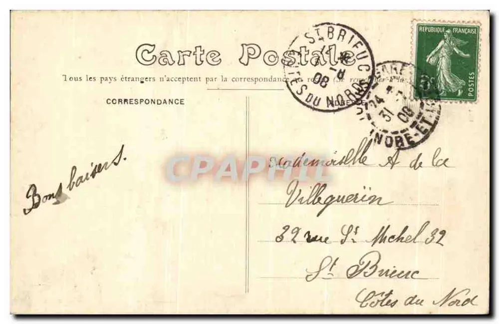 Le Mans — Hotel das Postas e Telégrafos — Foto J. Bouveret - Verso