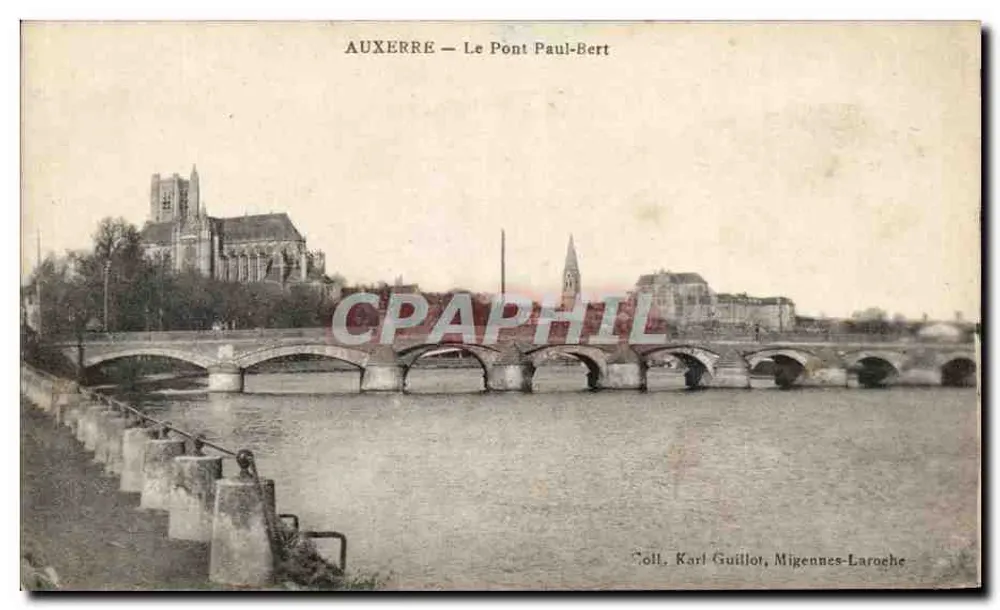Auxerre — O Ponte Paul-Bert — Coleção Karl Guillot, Migennes-Laroche - Frente