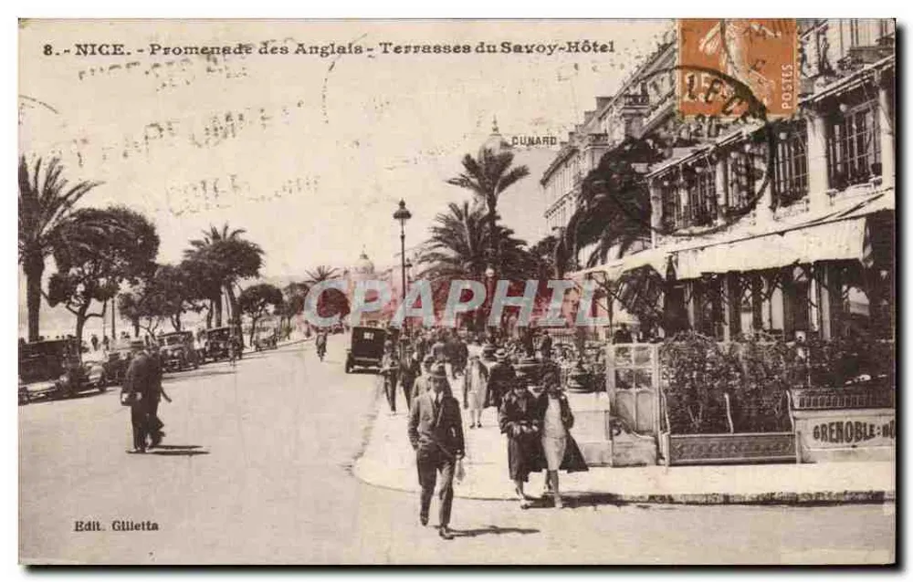 Nice - Promenade des Anglais - Terrasses du Savoy-Hôtel — Verlag Gilletta - Vorderseite