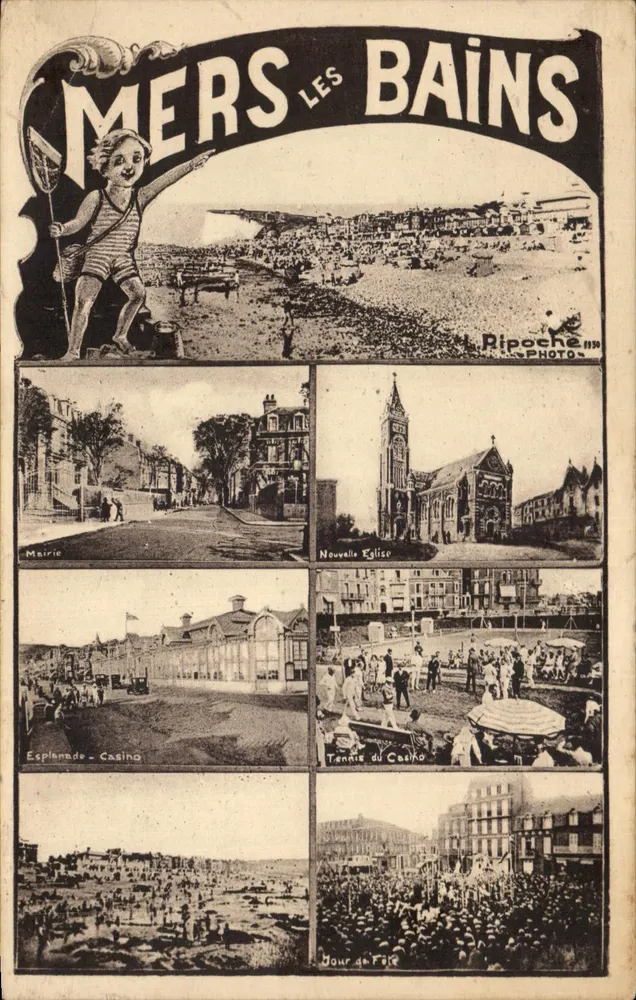 Mers-les-Bains — vista panorâmica e principais locais — Ripoche Photo 1919 - Frente