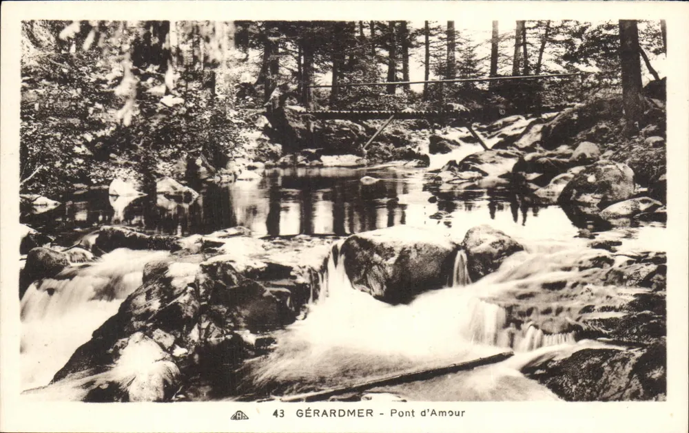 Gérardmer - Ponte do Amor — editor C° Alsacienne des Arts Photomécaniques, Strasbourg - Frente