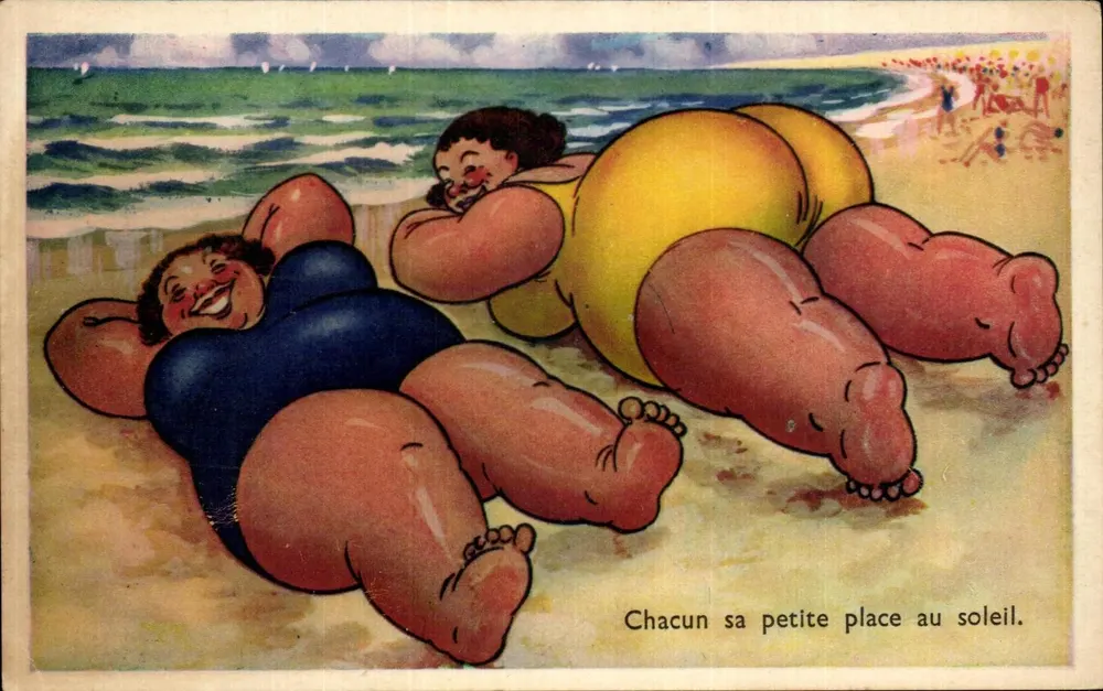 Zwei Frauen in Badeanzügen am Strand — Jeder hat sein eigenes kleines Sonnenplätzchen — Edition G. Gaimard, Nr. 16 - Vorderseite