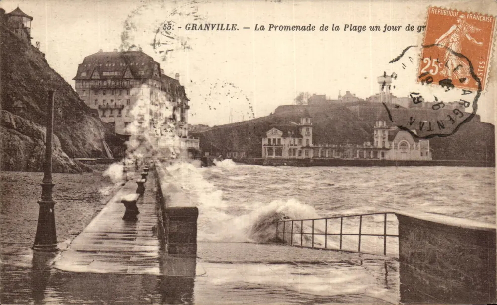 Granville — Ansicht der Promenade am Strand an einem Hageltag — Edition A. Besnard, Granville - Vorderseite