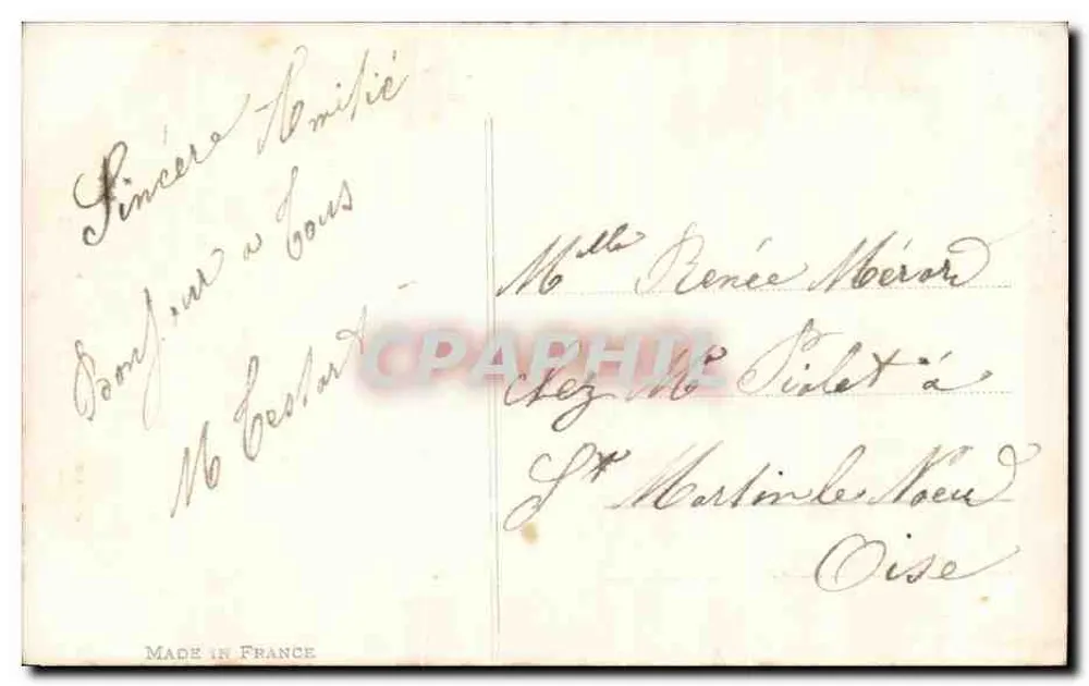 Sainte-Catherine — junge Frau in hellen Kleidern mit Blumenstrauß — Misange n°15 - Rückseite
