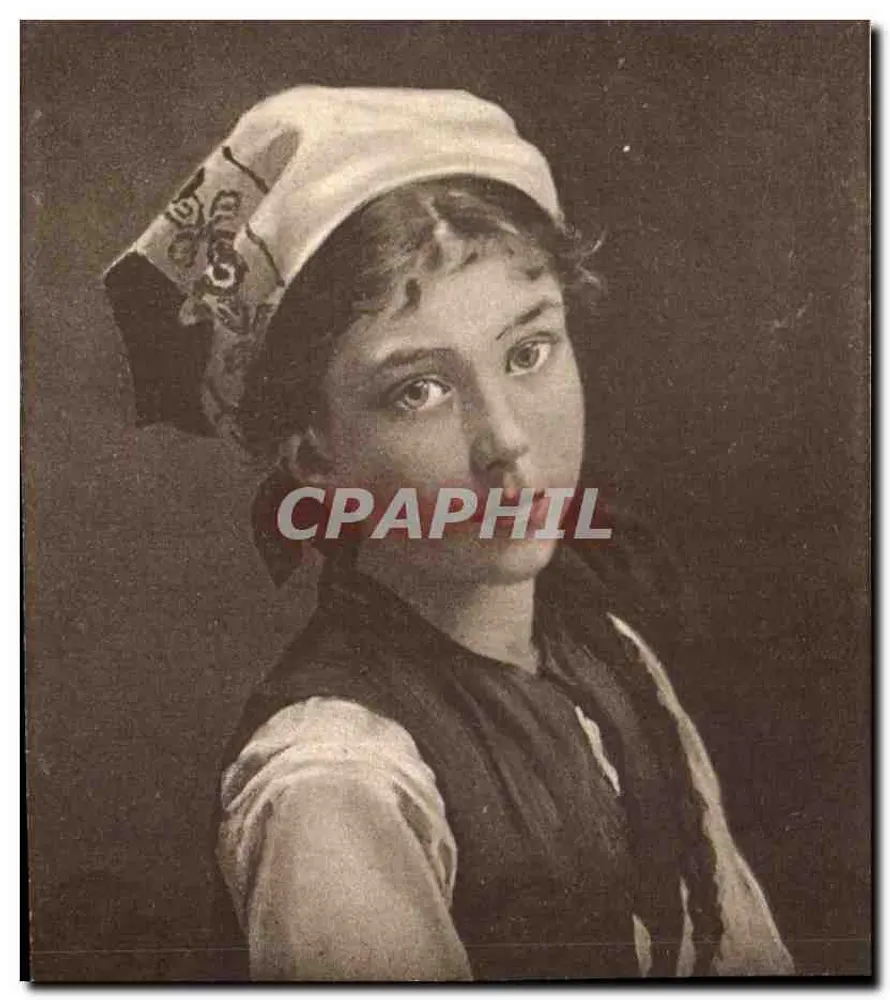 Jeune fille en coiffe traditionnelle — portrait studio — éditeur non identifié - Vorderseite