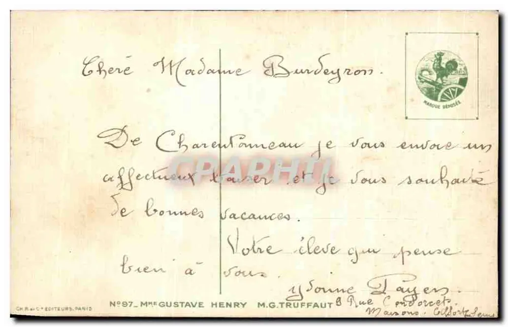Chrysanthemen — signierte Malerei von Lily Giry — veröffentlicht von Ch. R. et C. Éditeurs, Paris, n°97 - Rückseite