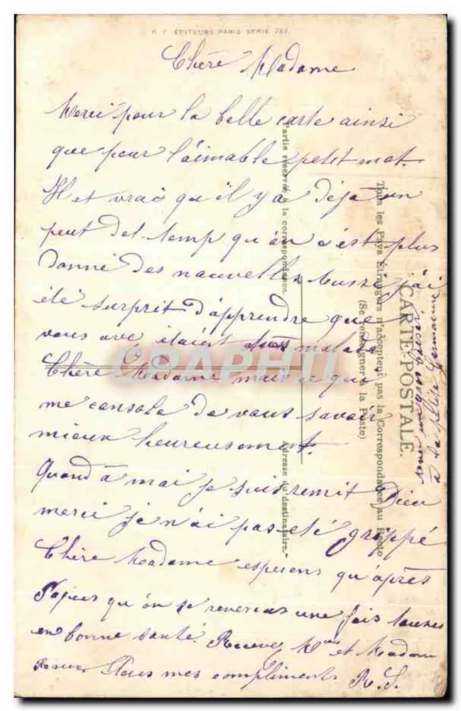Deux cygnes en vol — scène de lac avec chien — éditeur R. T. ÉDITEURS PARIS SÉRIE 787 - Rückseite