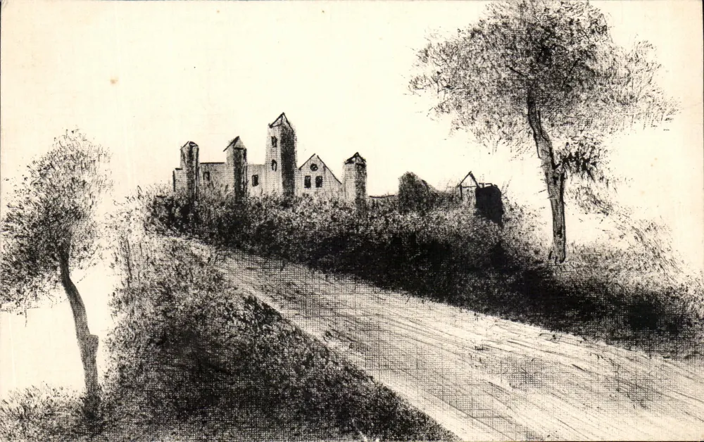 Castillo de La Motte — vista en grabado — editor no visible - Anverso