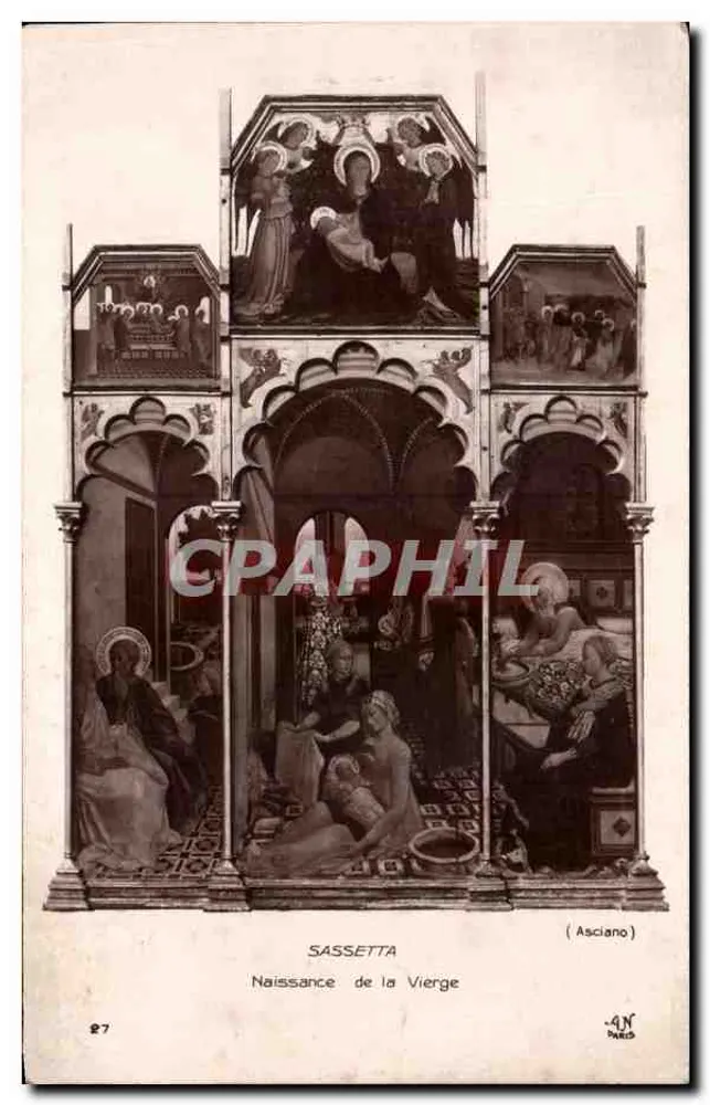 Nascimento da Virgem — obra de Sassetta — (Asciano) — n°27 — editor AOC Paris - Frente