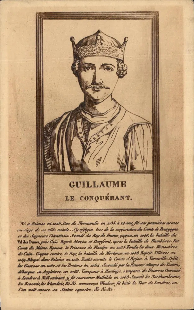 Guillaume le Conquérant — portrait gravé avec légende historique — éditeur M.C. phot., Diver - Frente