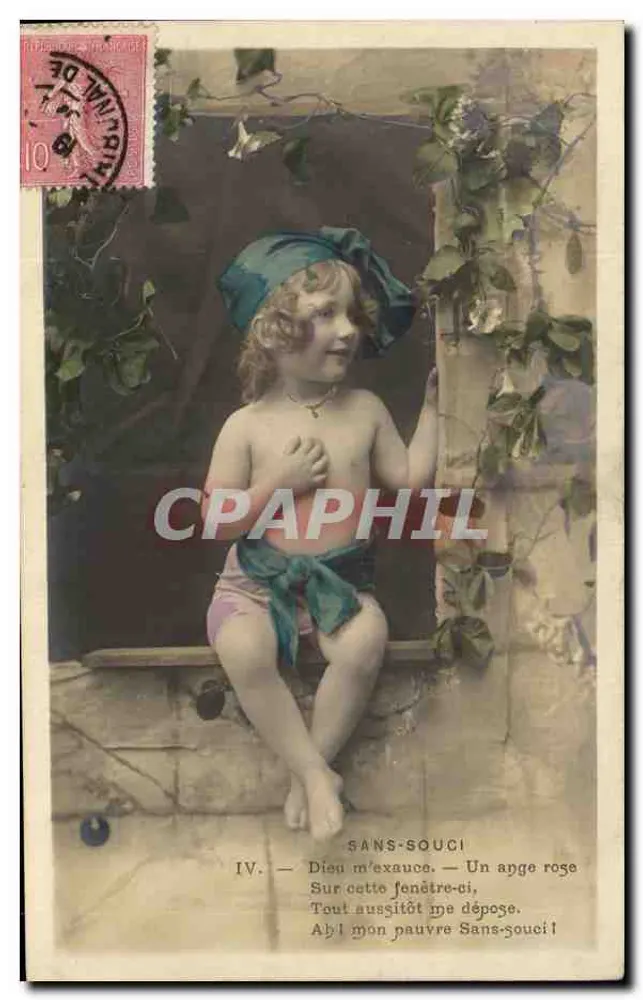 Kind auf einem Fensterbrett — Sorgenlos — Verlag: Journal de Paris, Nr. IV - Vorderseite