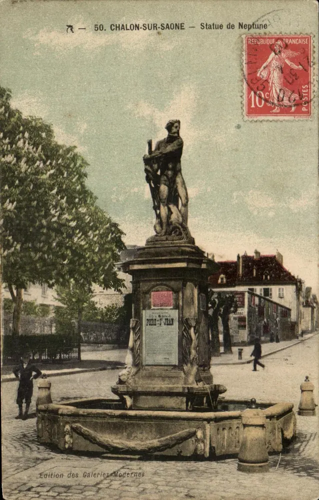 Chalon-sur-Saône — Estátua de Netuno — Edição das Galerias Modernas - Frente