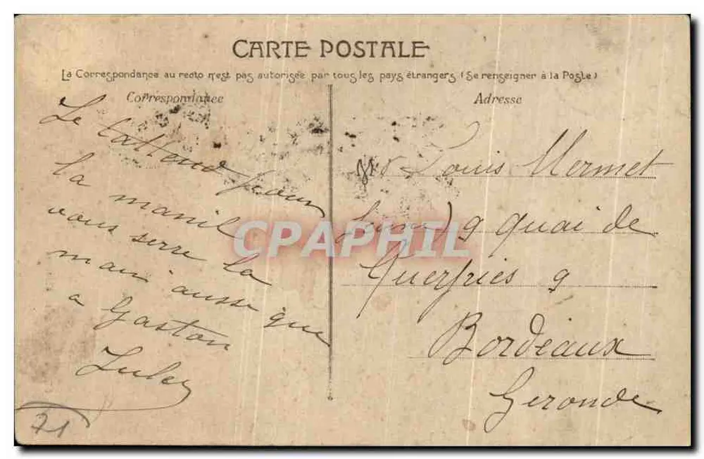 Chalon-sur-Saône — Estátua de Netuno — Edição das Galerias Modernas - Verso