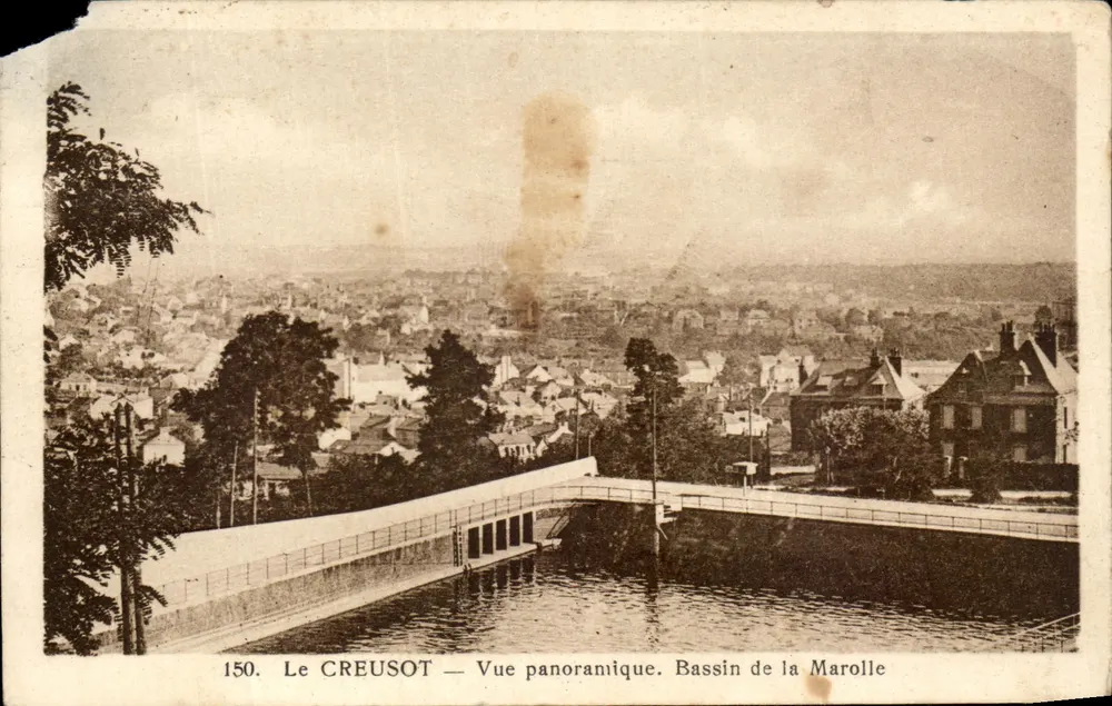 Le CREUSOT — Panoramablick. Bassin de la Marolle — P. ROUSSAULT, n°150 - Vorderseite